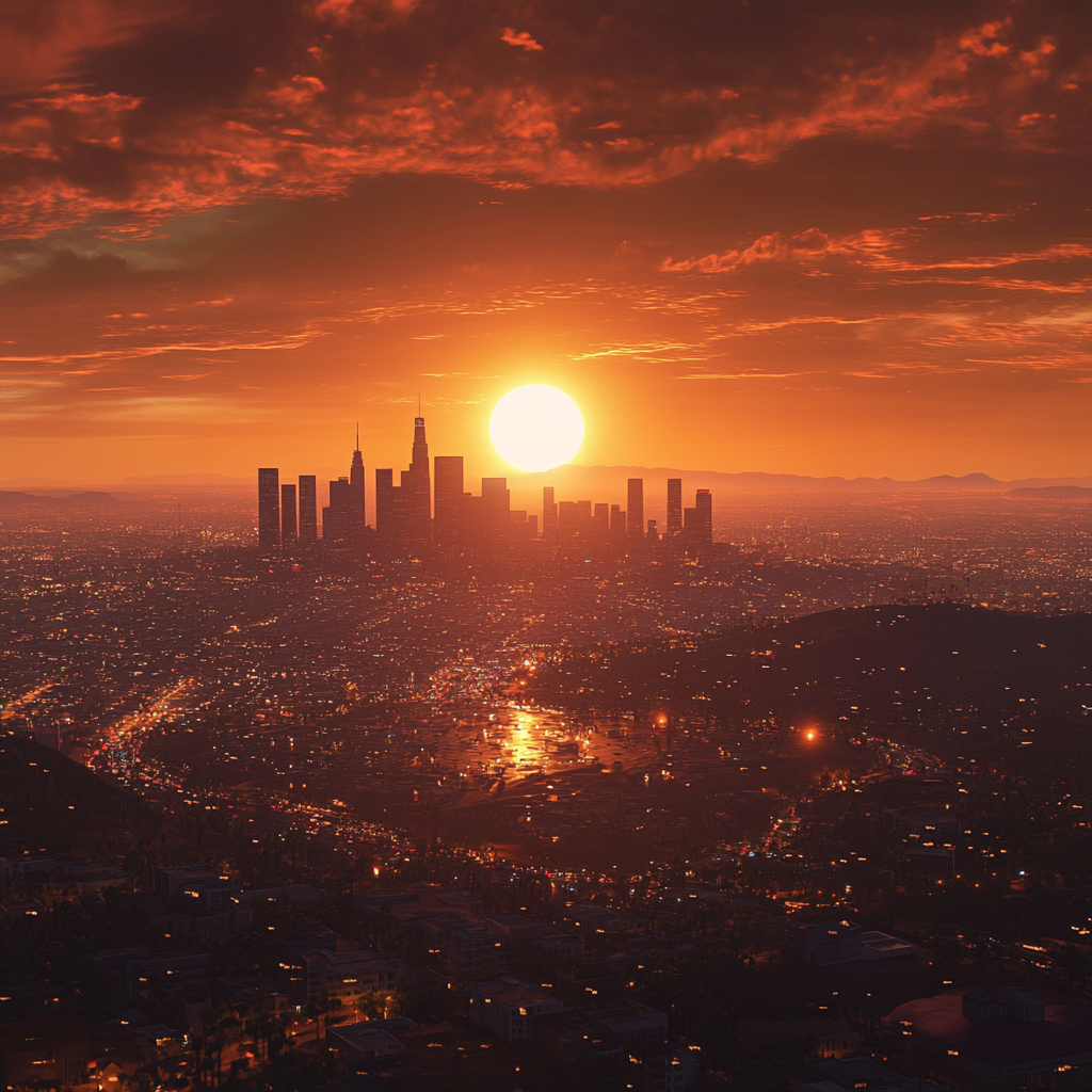 Los Angeles city sun view