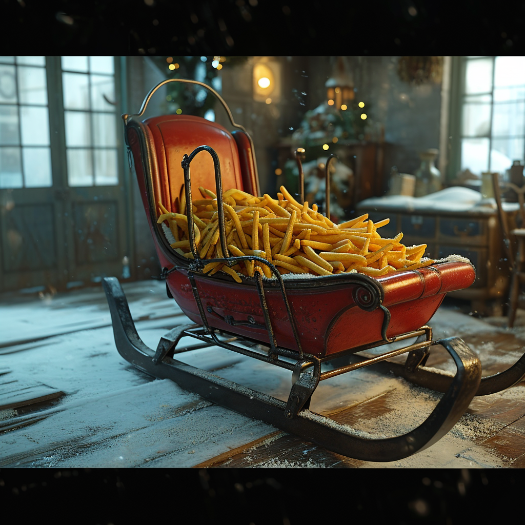 Santa's motor sledge with a load of fries