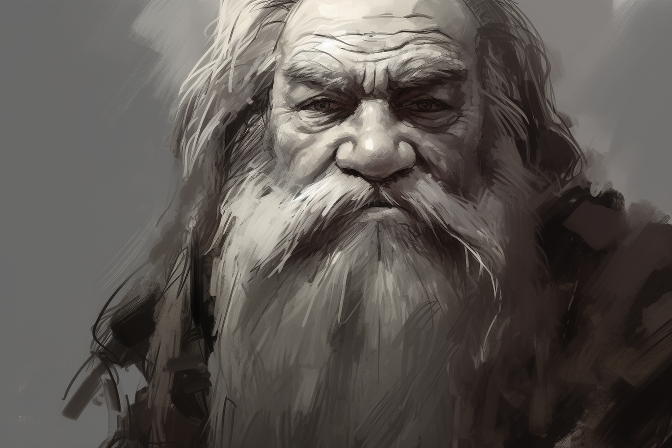 Value study sketch of LOTR-style dwarf