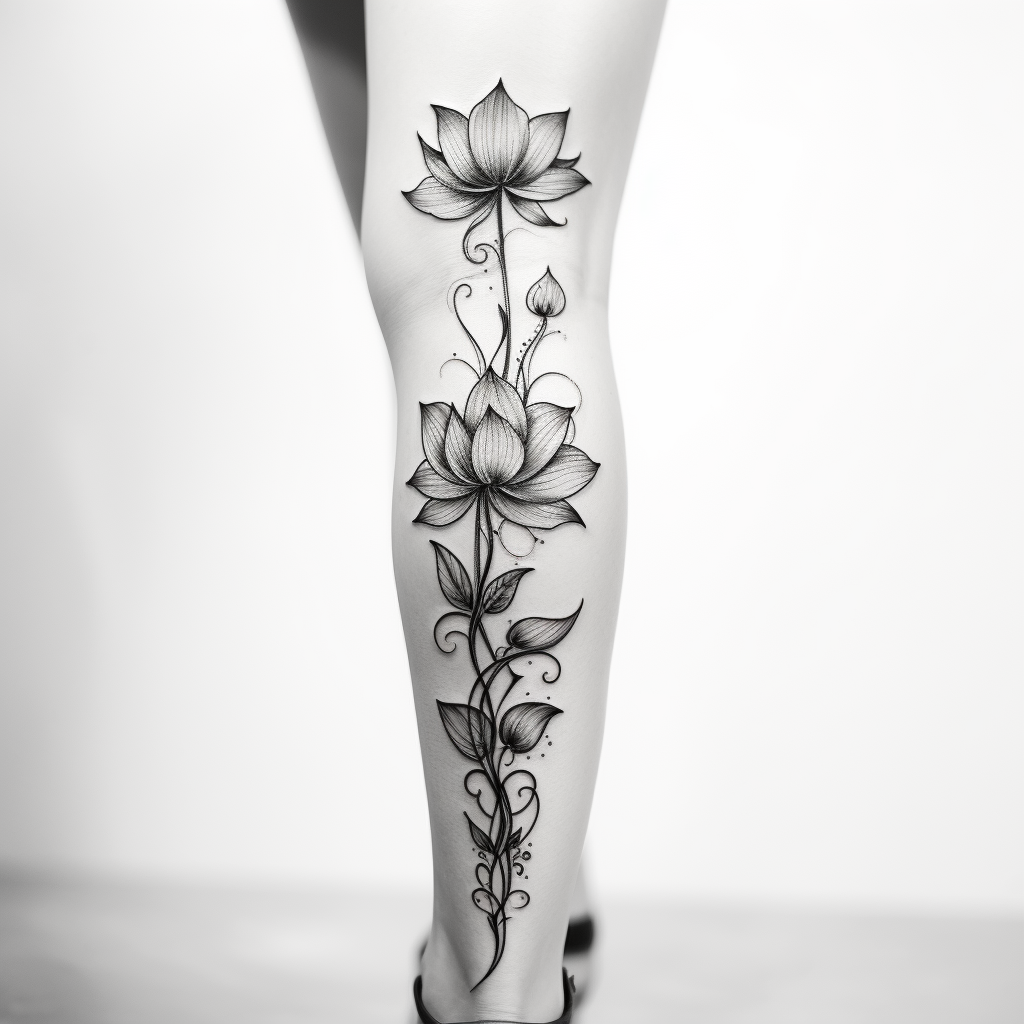 Lotus design tattoo with intricate details