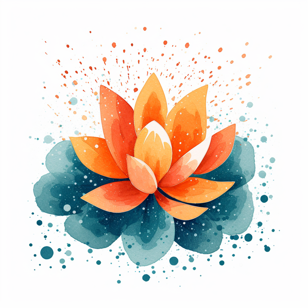 Lotus Flower Art Icon in Bright Colors