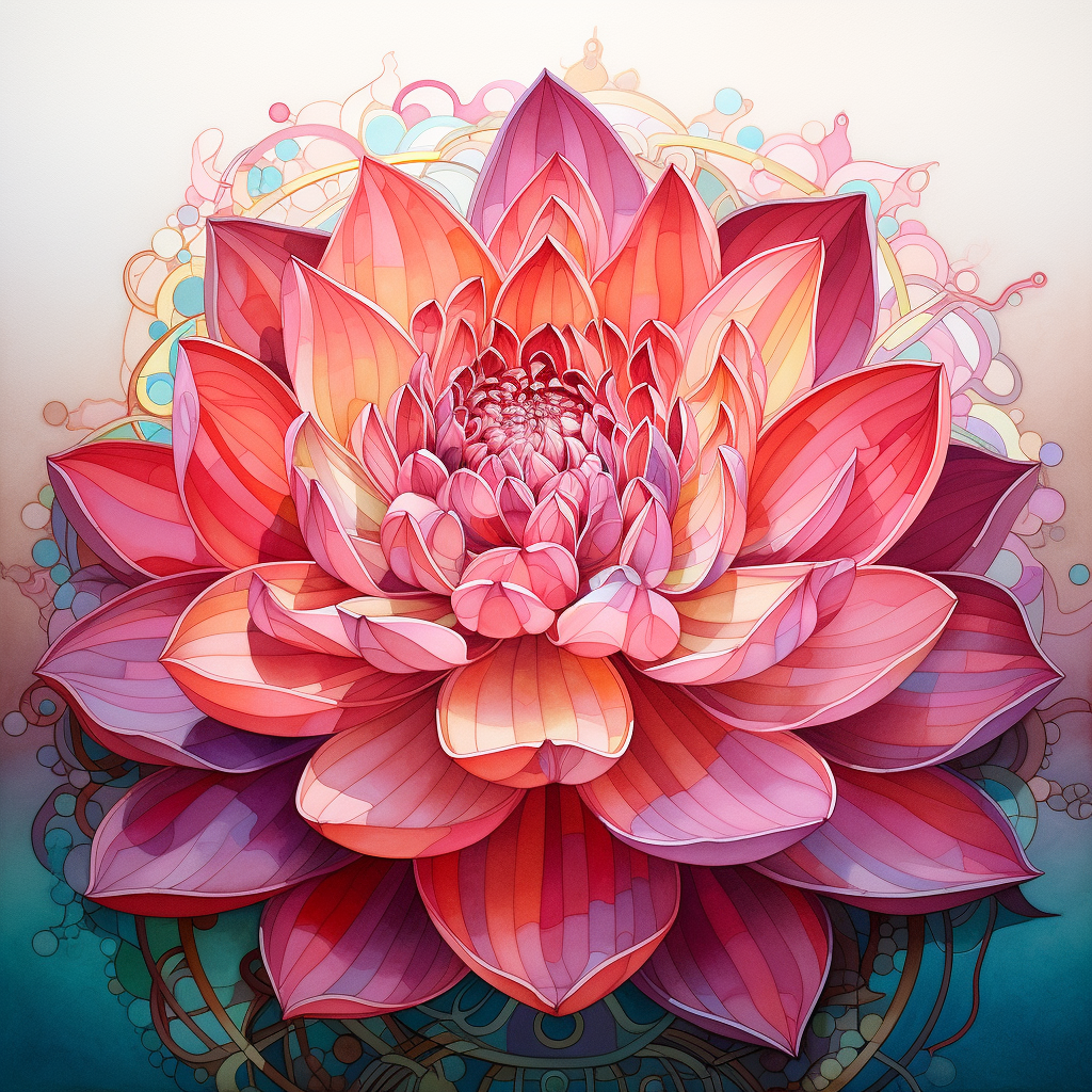 Vibrant lotus flower in gradient colors