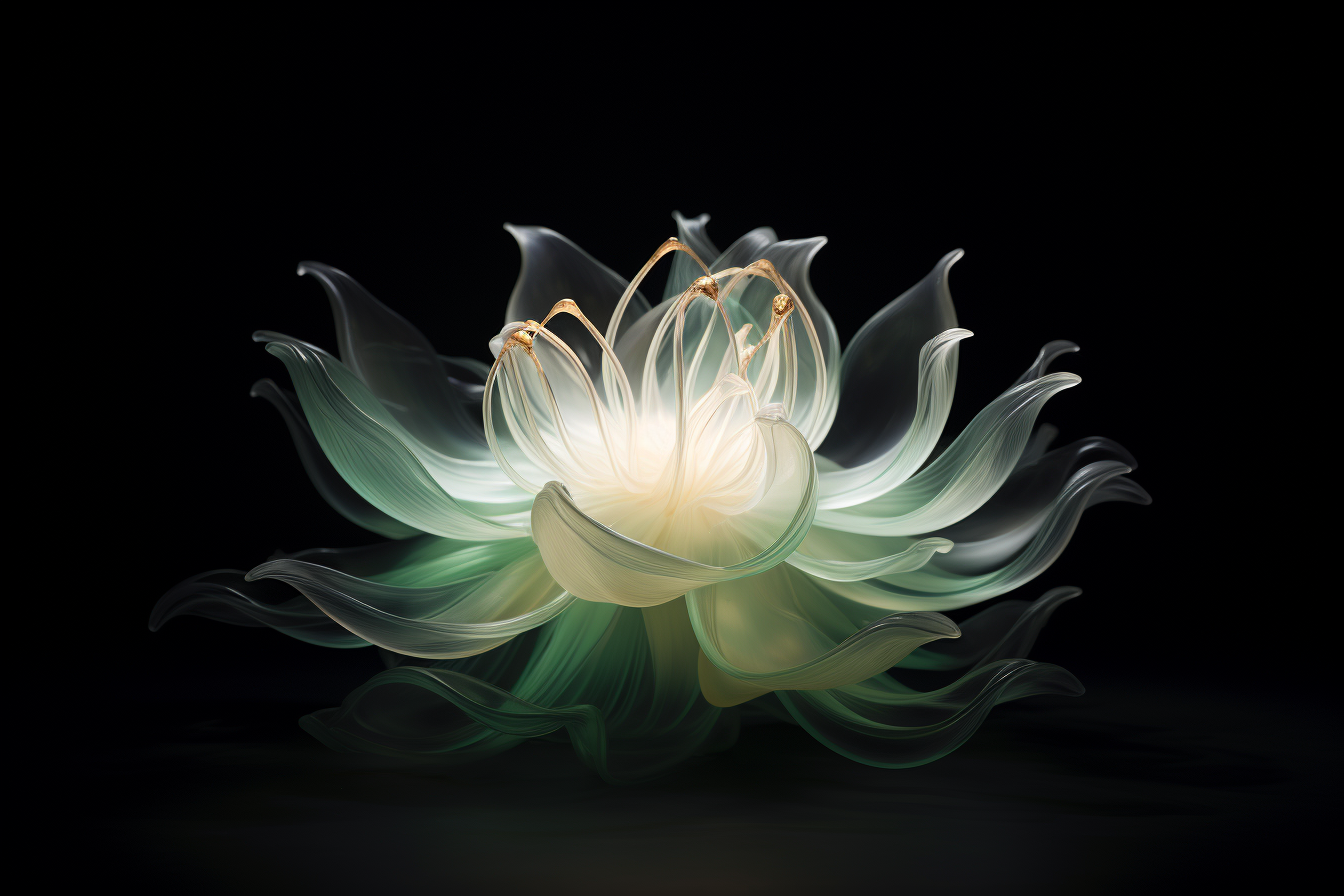 Transparent lotus leaves glowing softly