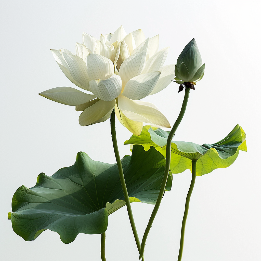 Stunning Lotus Plant on White Background