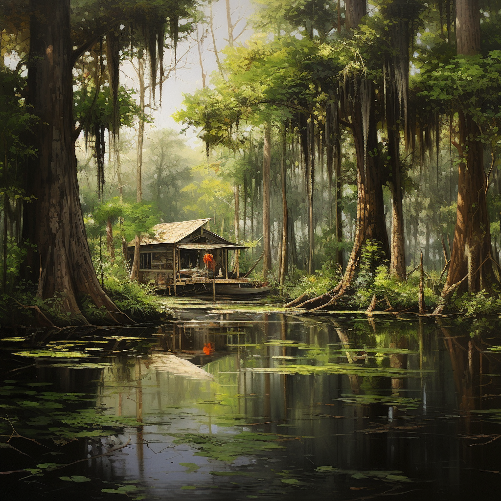 Tranquil Louisiana swamp oasis scenery