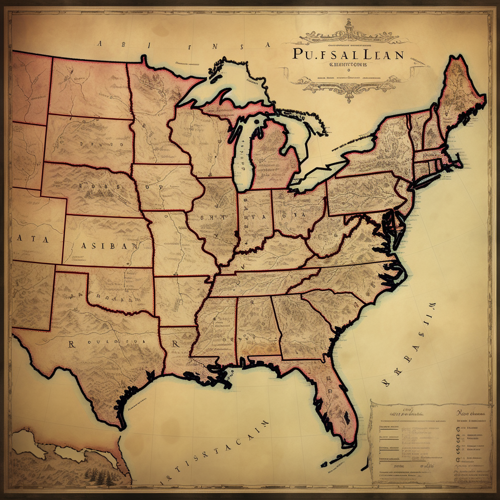 Digital Painting of Louisiana Purchase Map