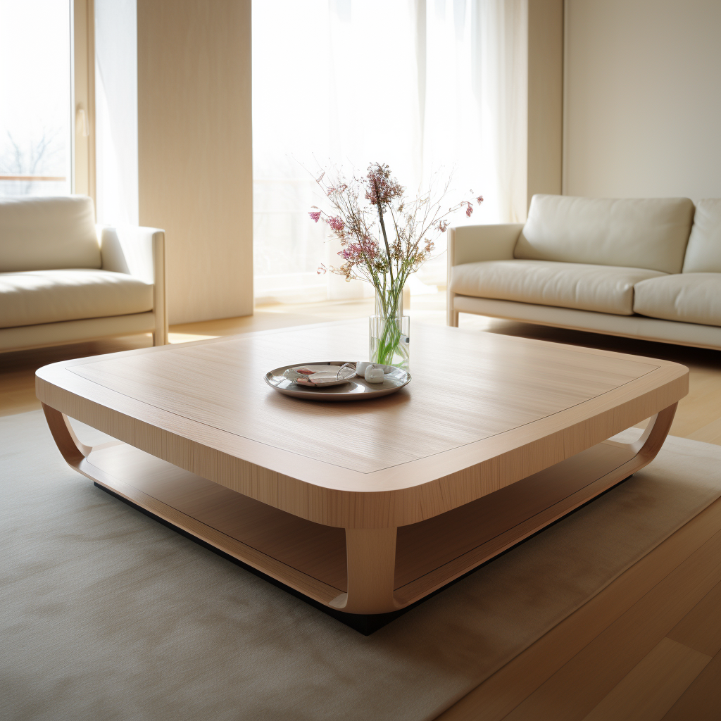 Lounge Table with Fine Finishes and Light Colors