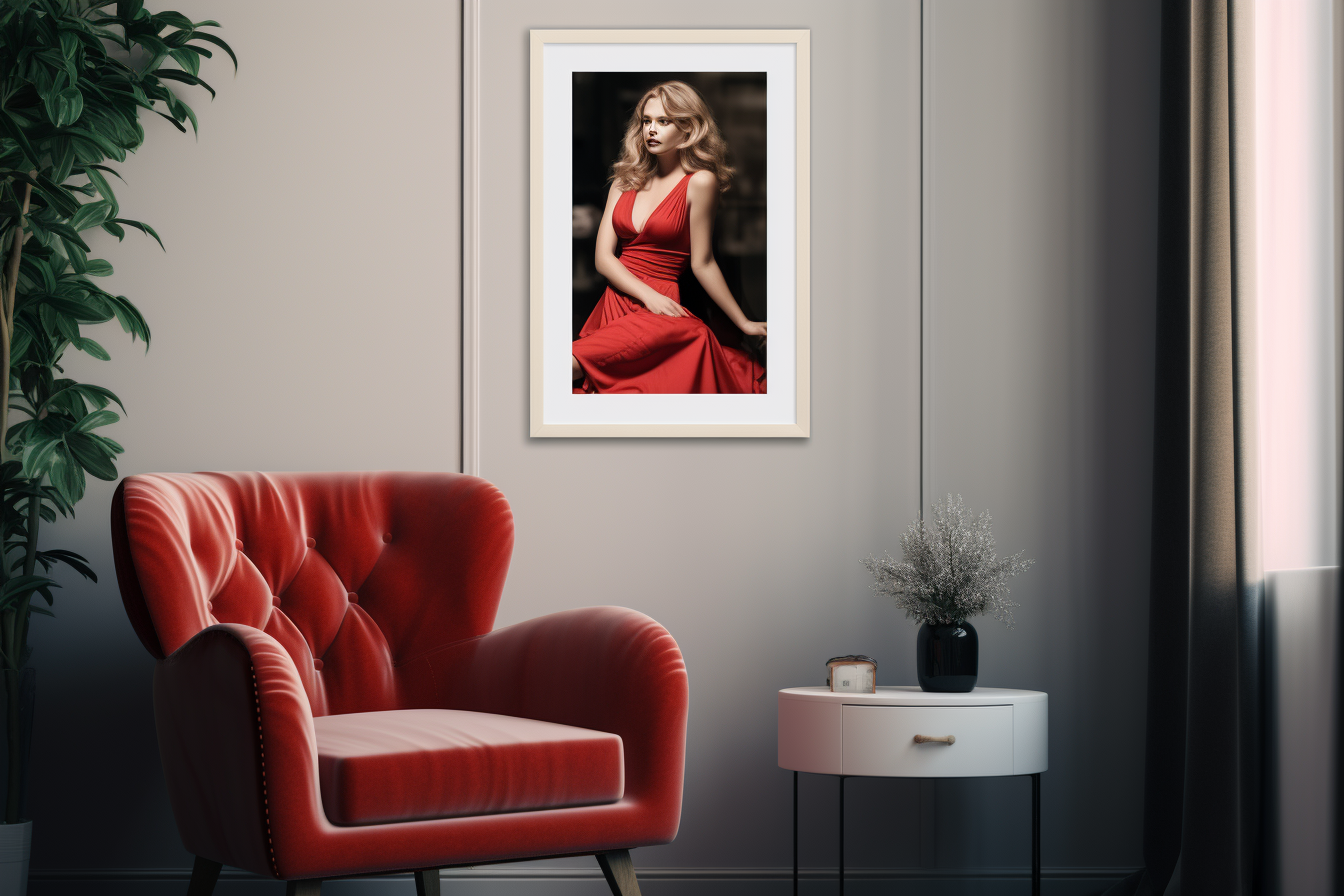 Picture of a Smiling Lady in Red Dress