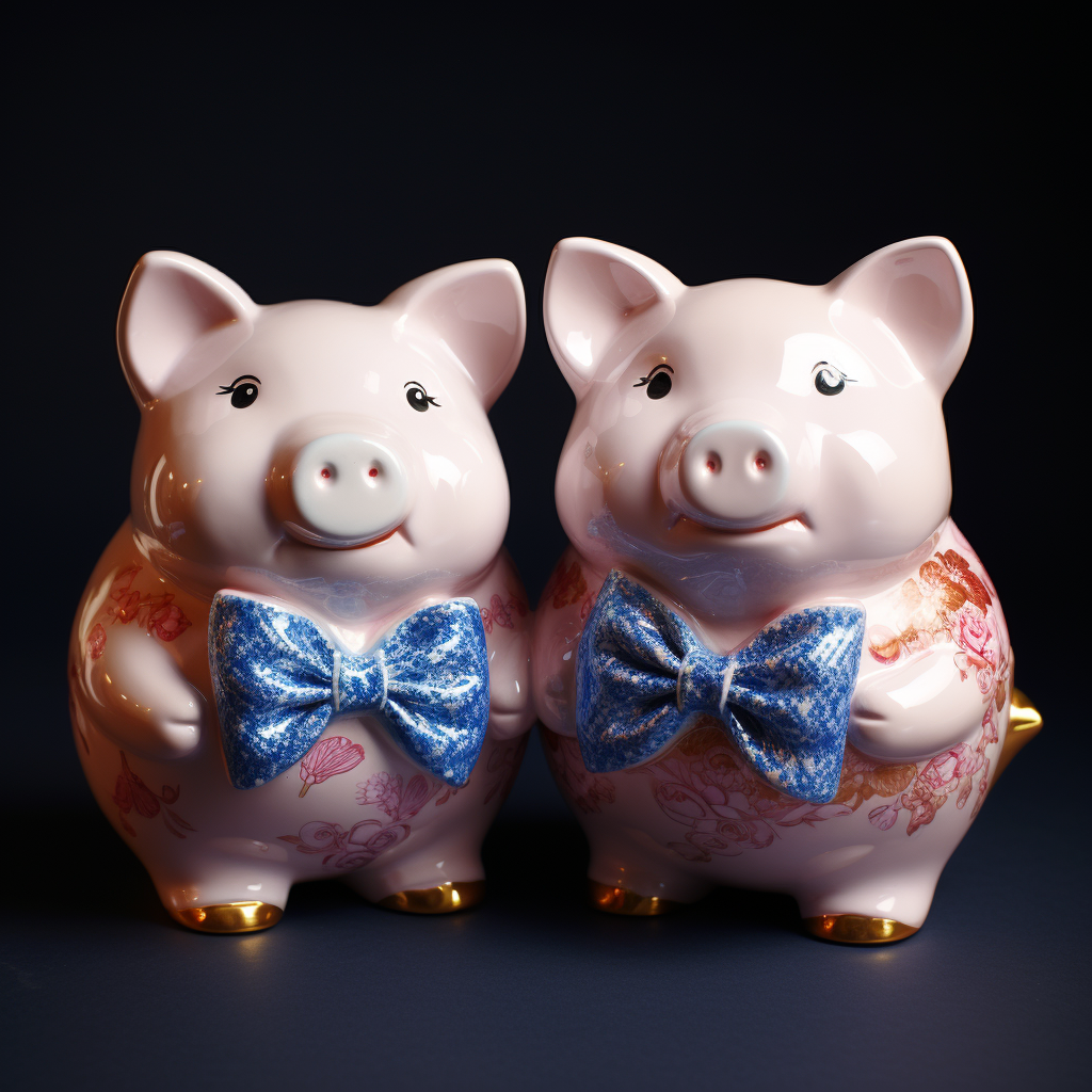 Cute male and female piggy banks