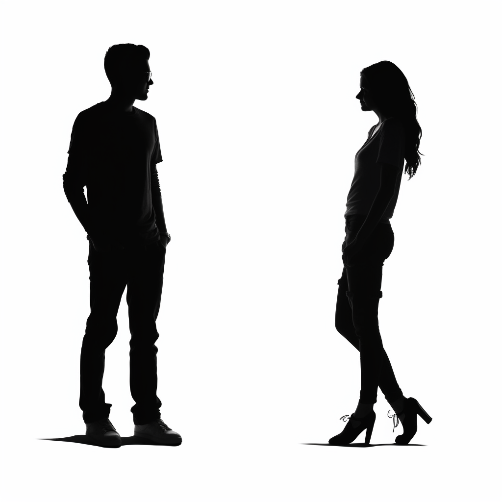 Love silhouettes expressing passion and romance