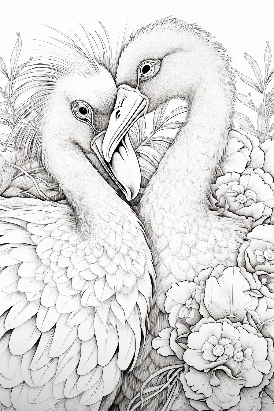 Beautiful Lovebirds Coloring Page