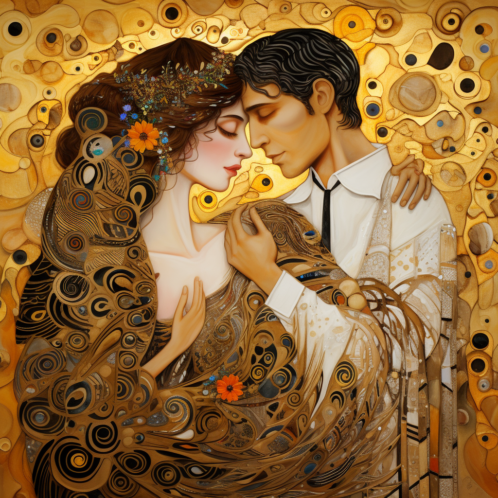 Gustav Klimt inspired love birds