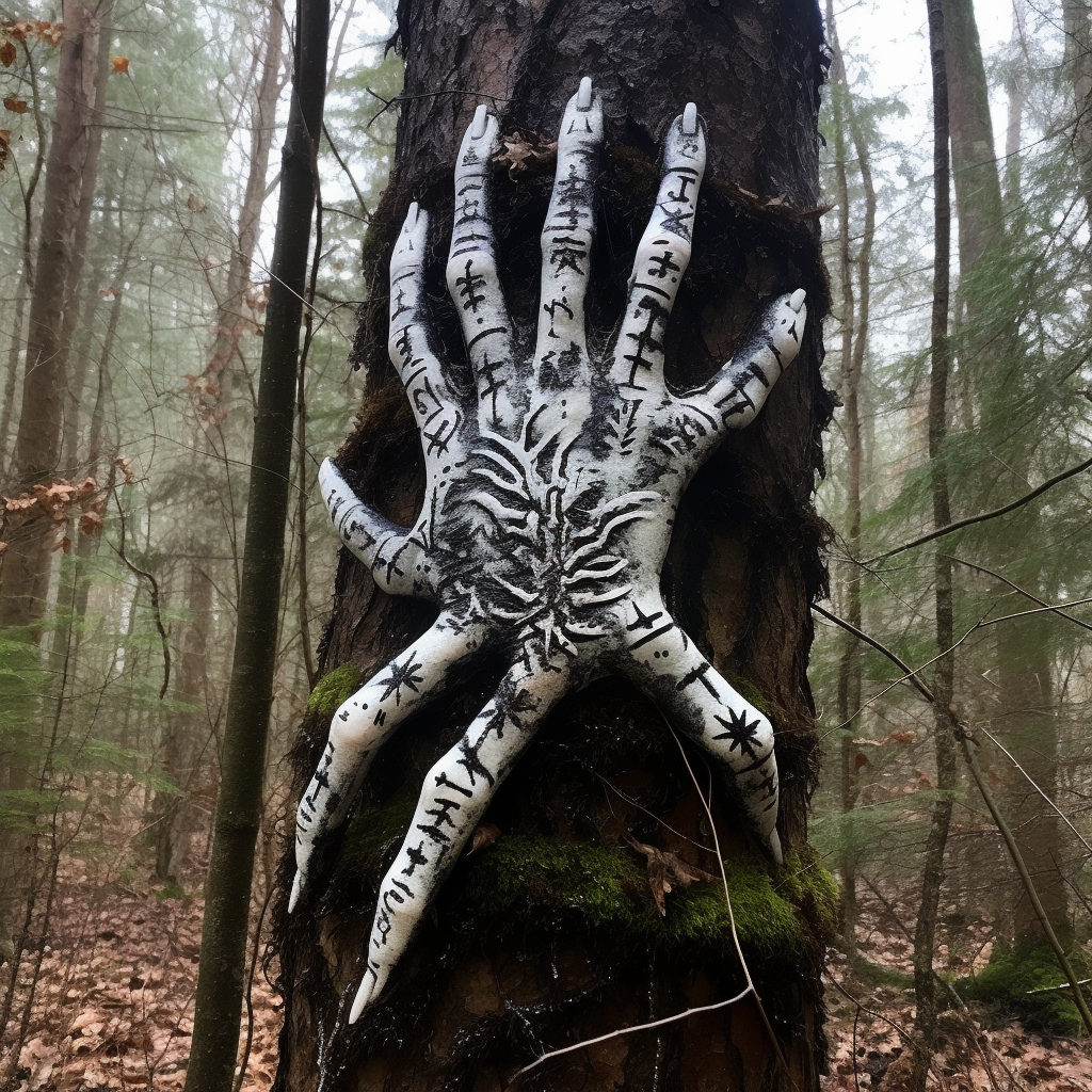 Hand-painted claw marks on mysterious woods