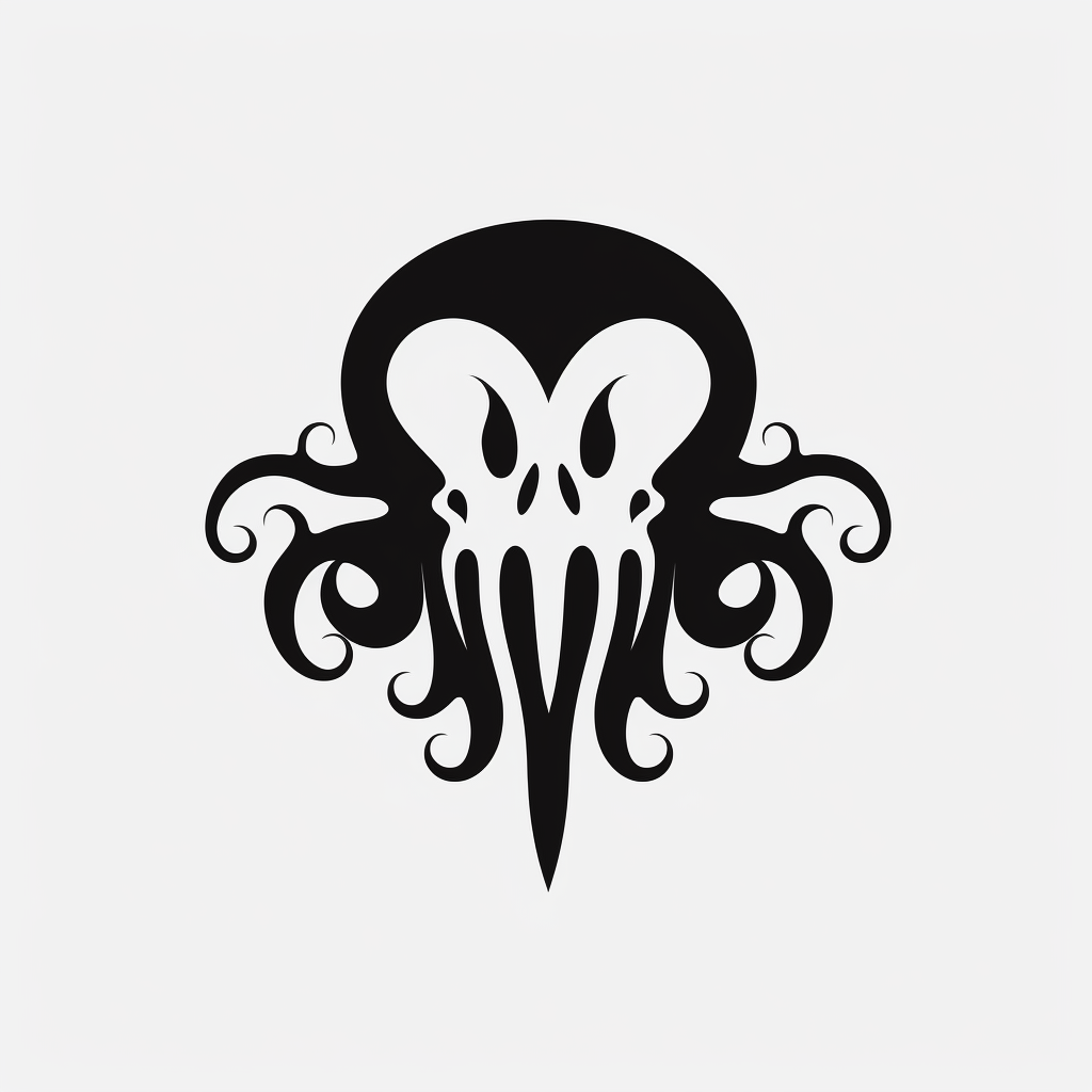 Creepy Cute Lovecraftian White Logo Illustration