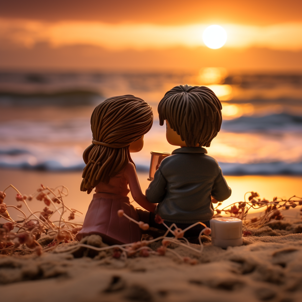 Couple on Beach at Dusk