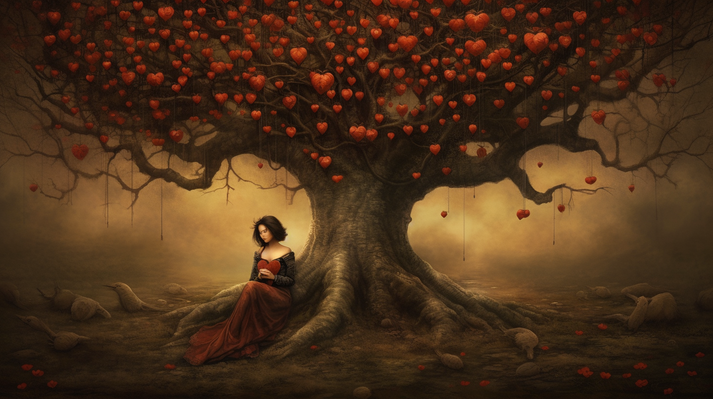 Girl under lovesick tree