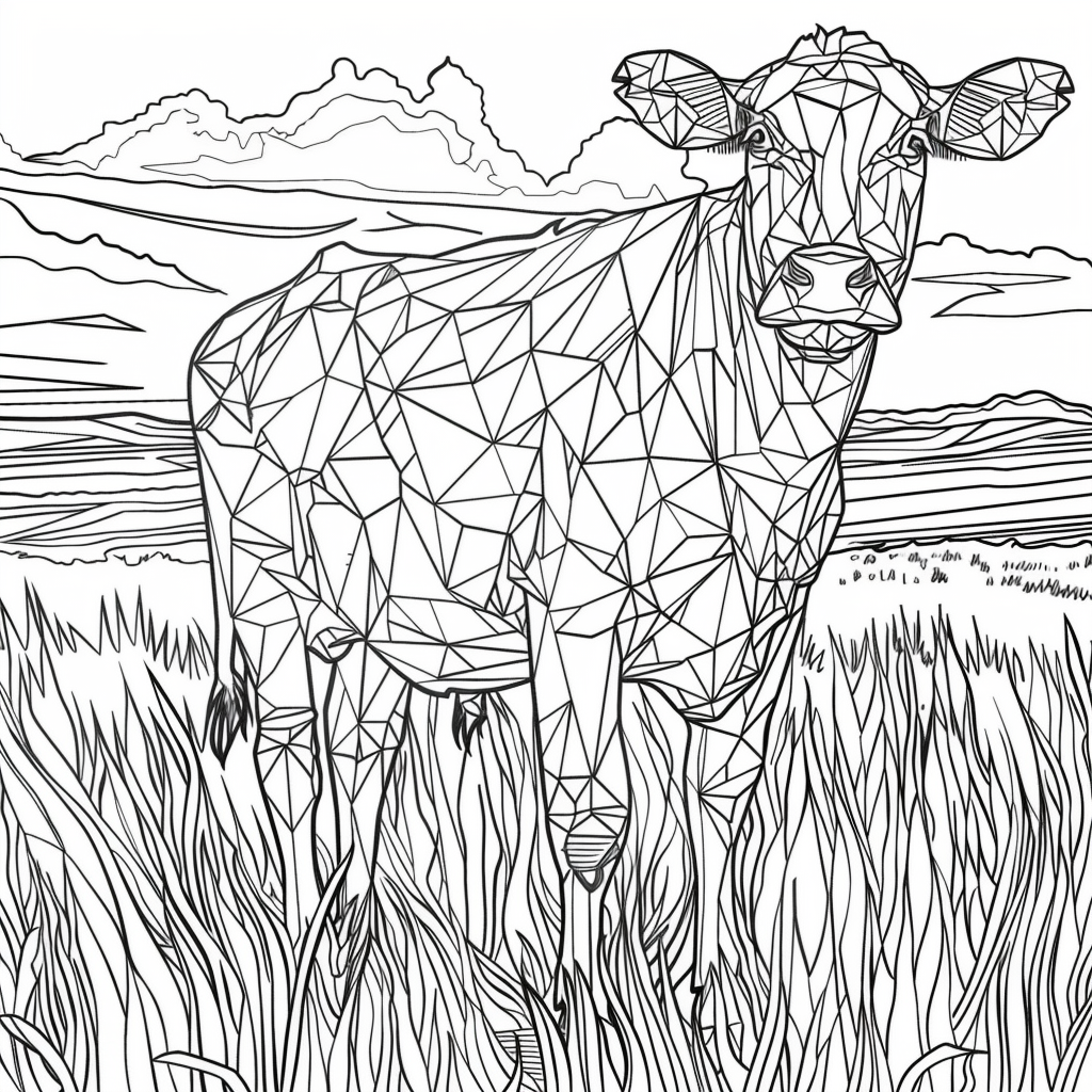 Cow pasture low poly coloring