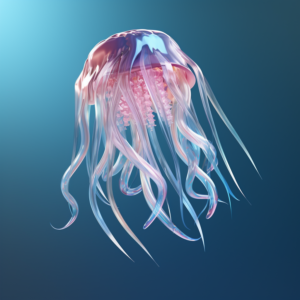 Colorful jellyfish with kite-like tentacles