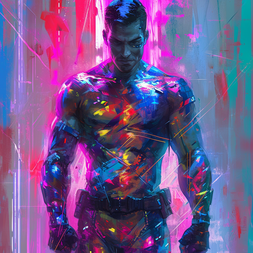 Male Superhero Rainbowpunk Illustration