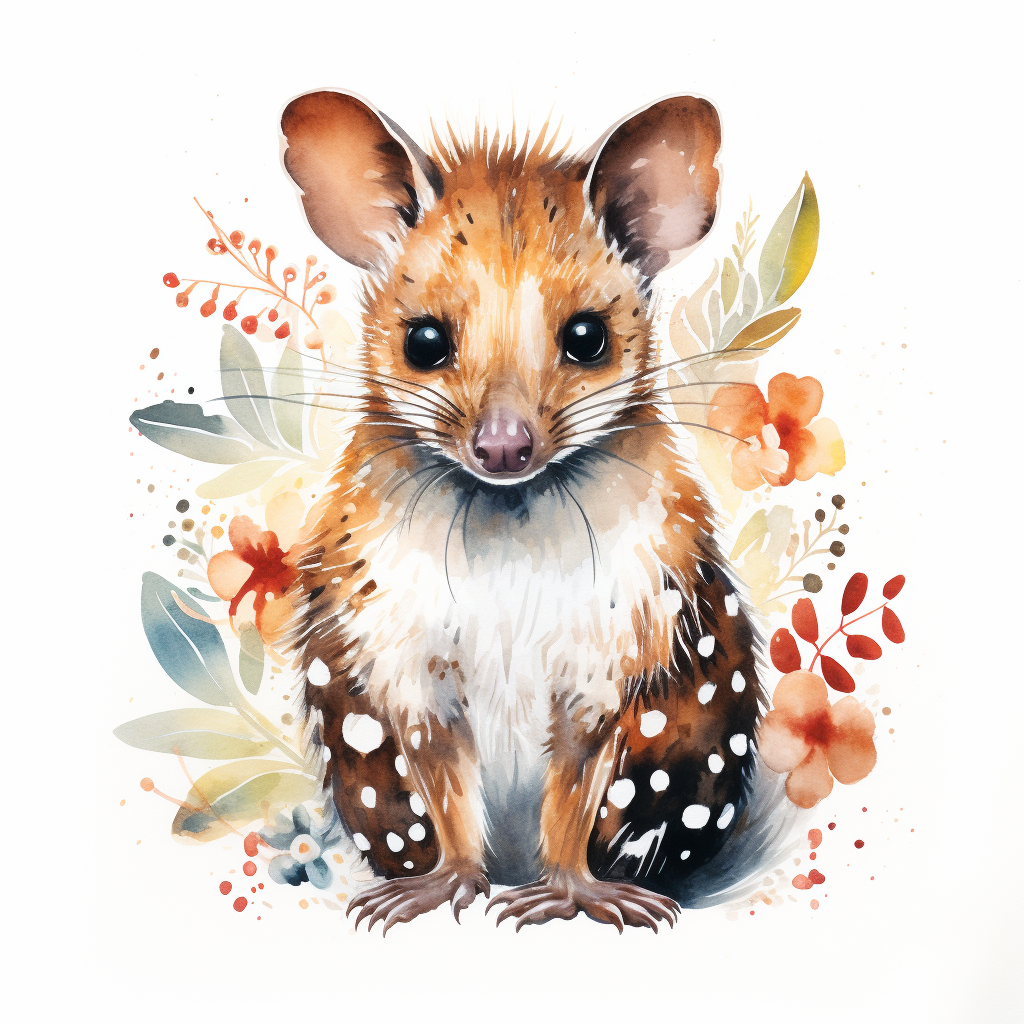 Adorable quoll on white background