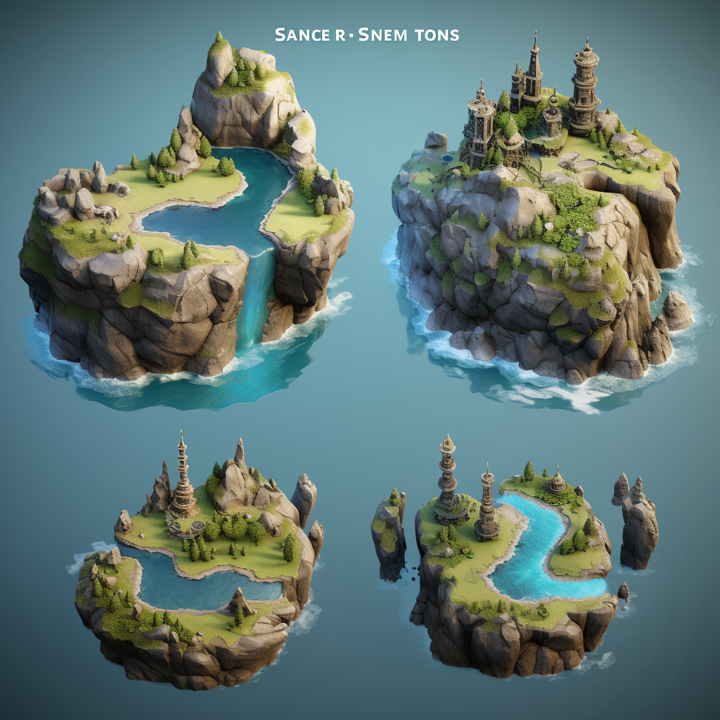 Stunning 3 Islands Kingdom Gateway 3D Map