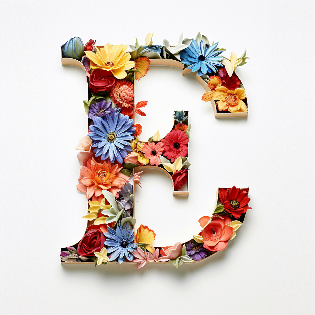 Colorful Stereoscopic Letter L with Flowers and Butterfly