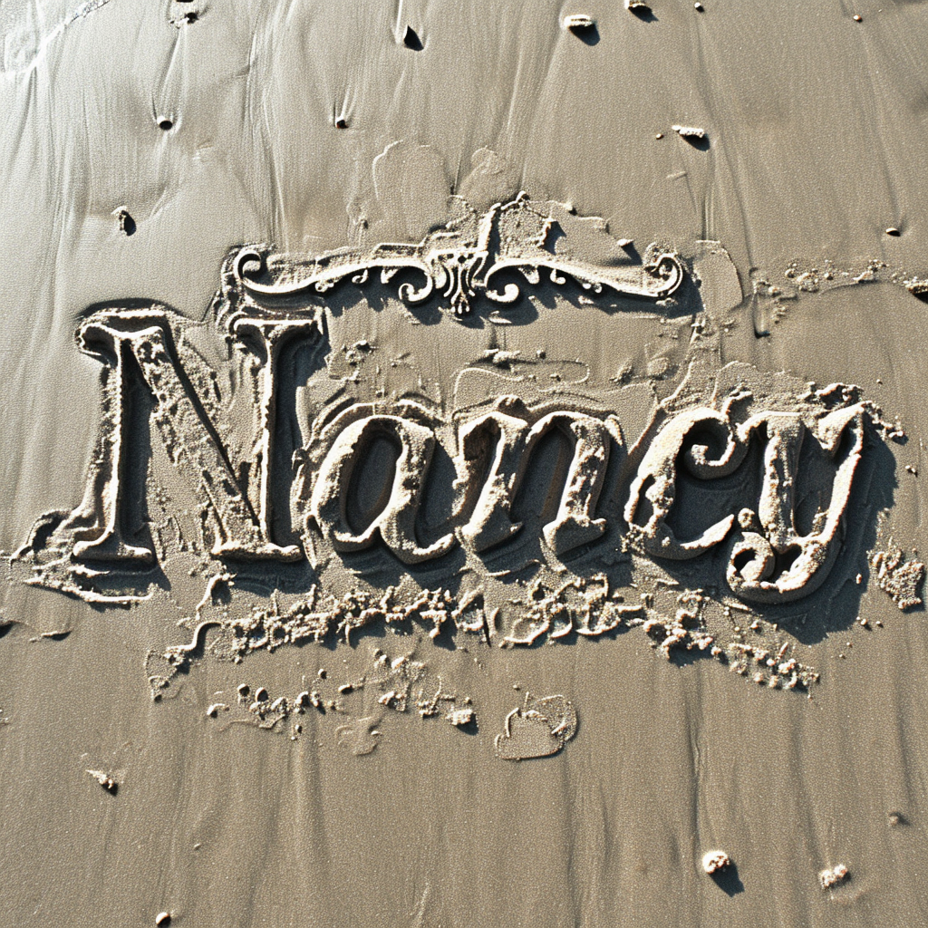 Nancy logo art in sand