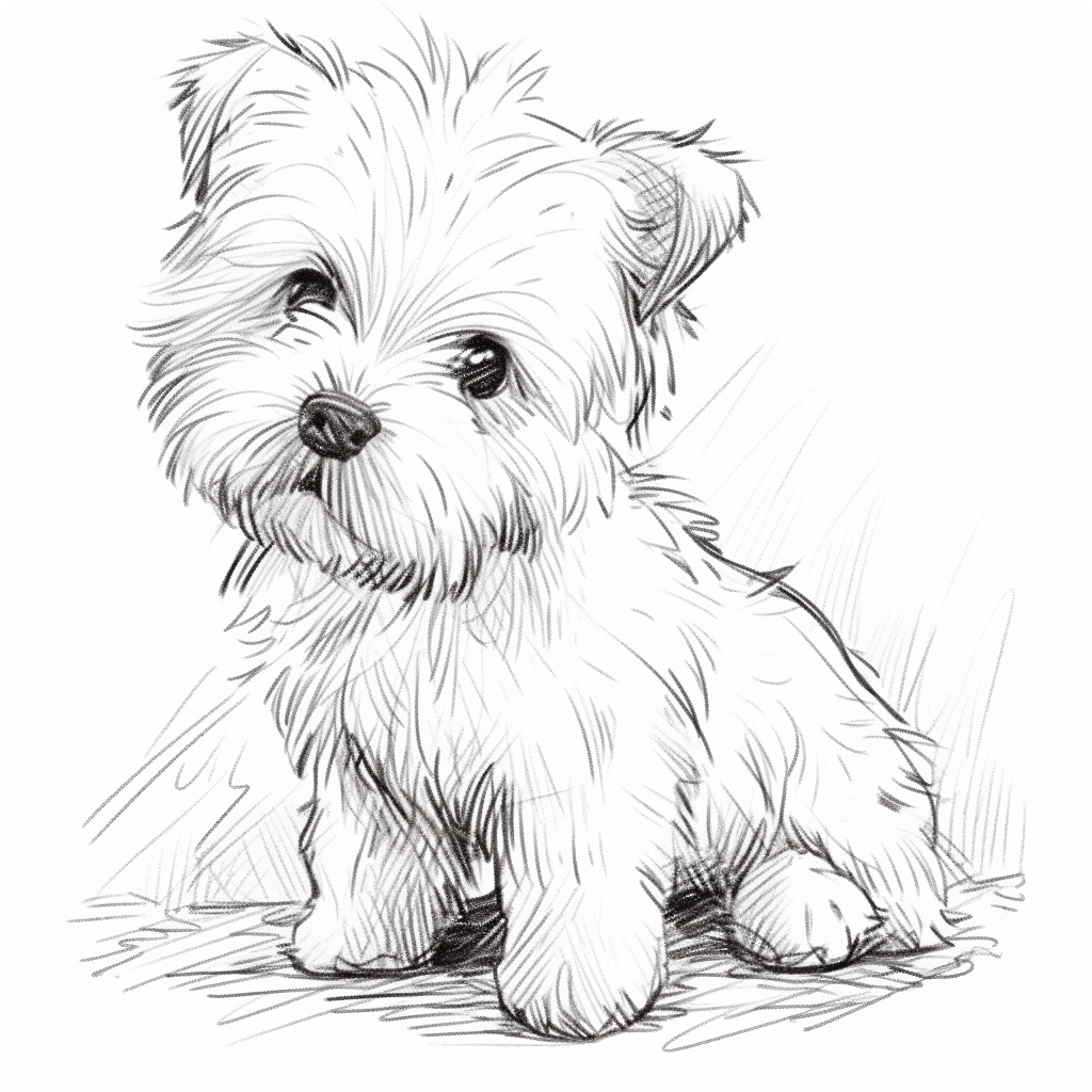 Puppy sketch art lineart realistic