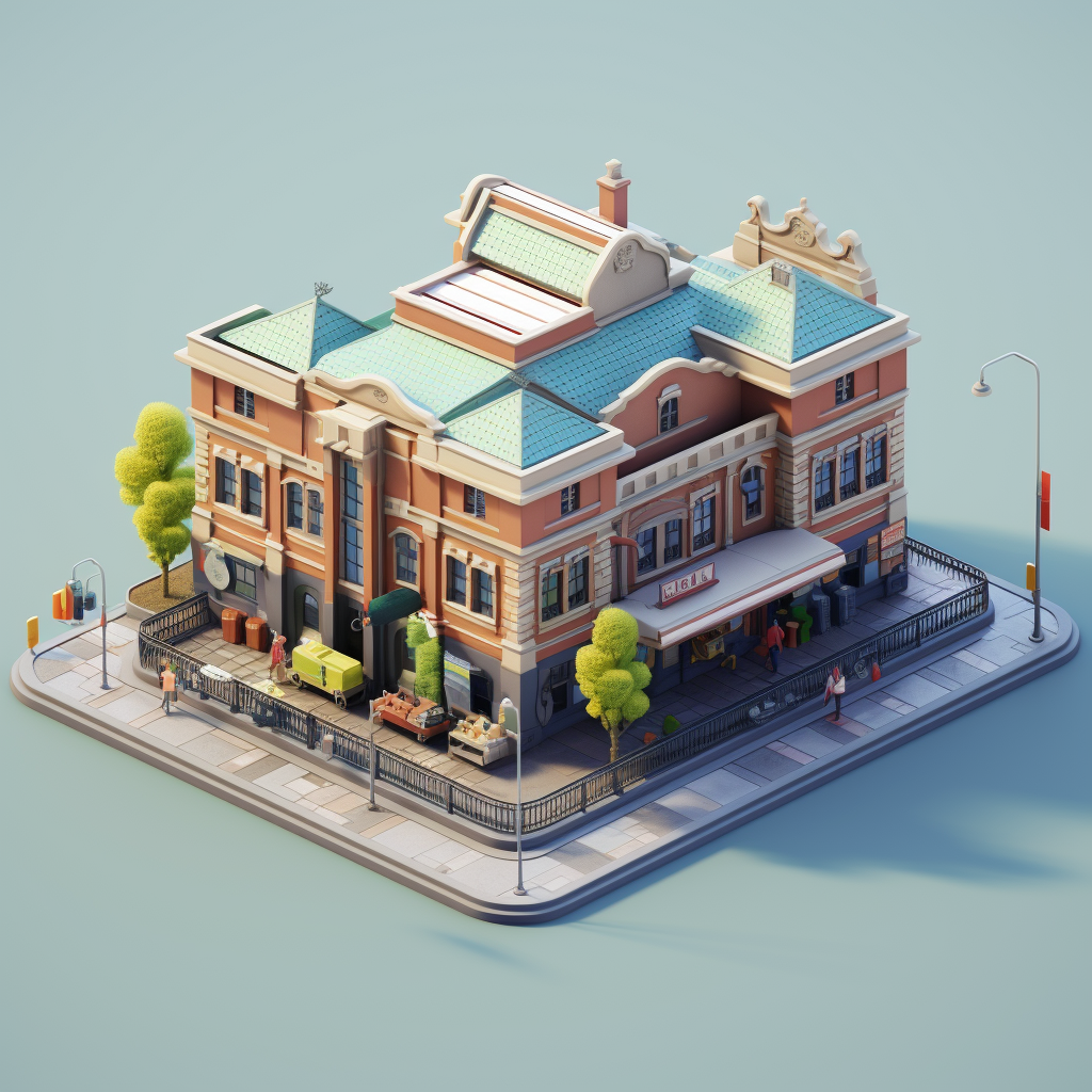 Lowpoly Isometric Railway Station