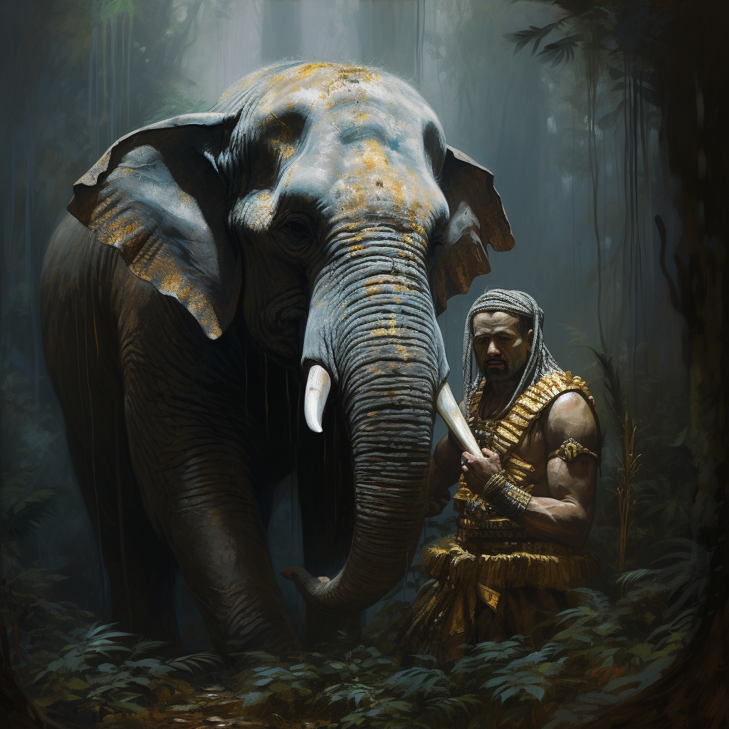 Loxodon Warrior and Elephant in Jungle