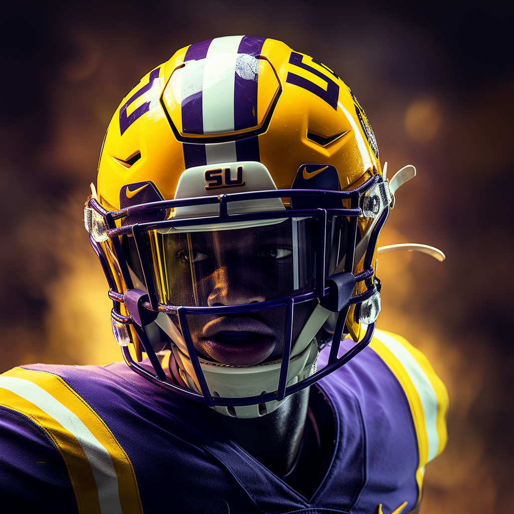 Backlit LSU Football Player Uniform