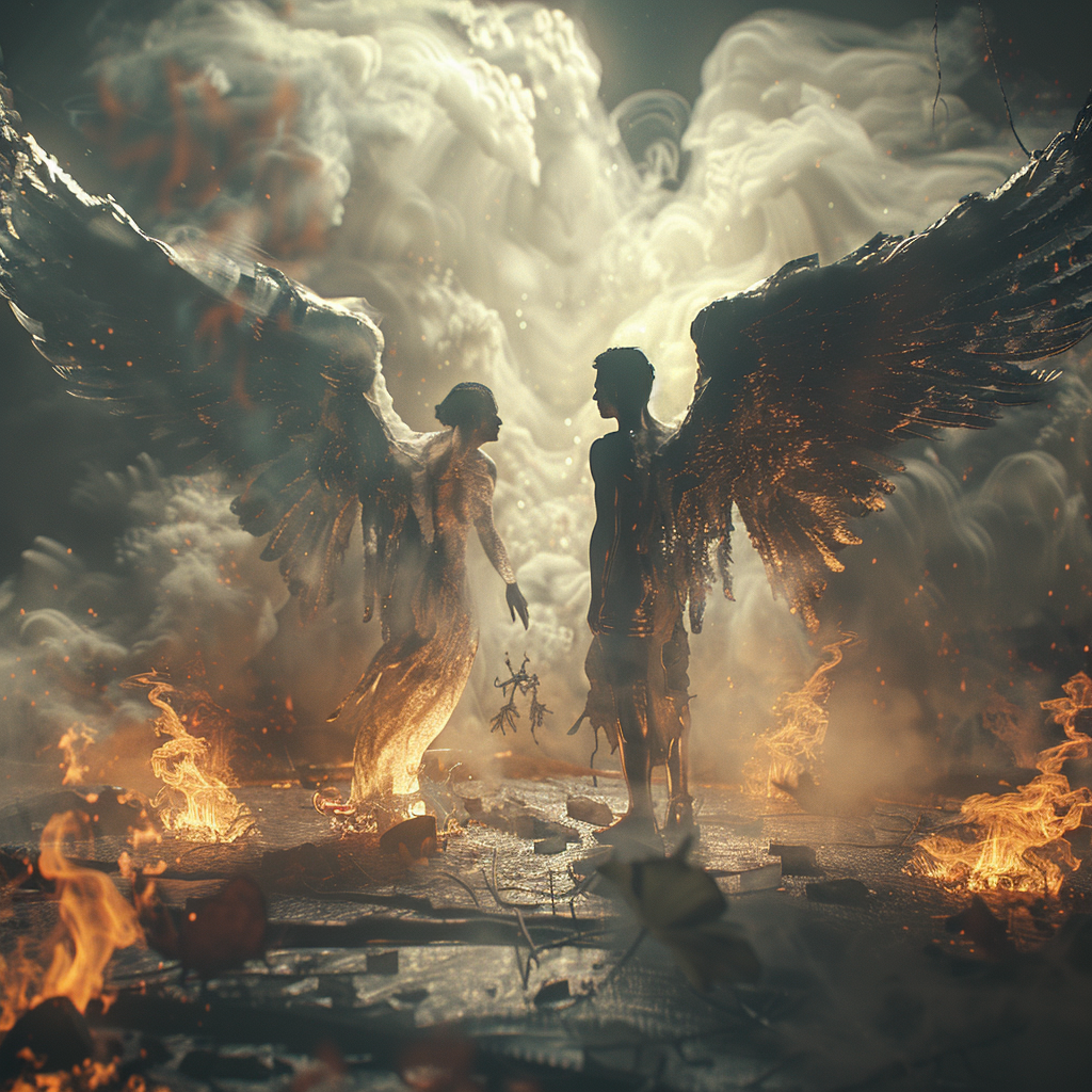 Dystopian Battle of Lucifer and Arch Angel