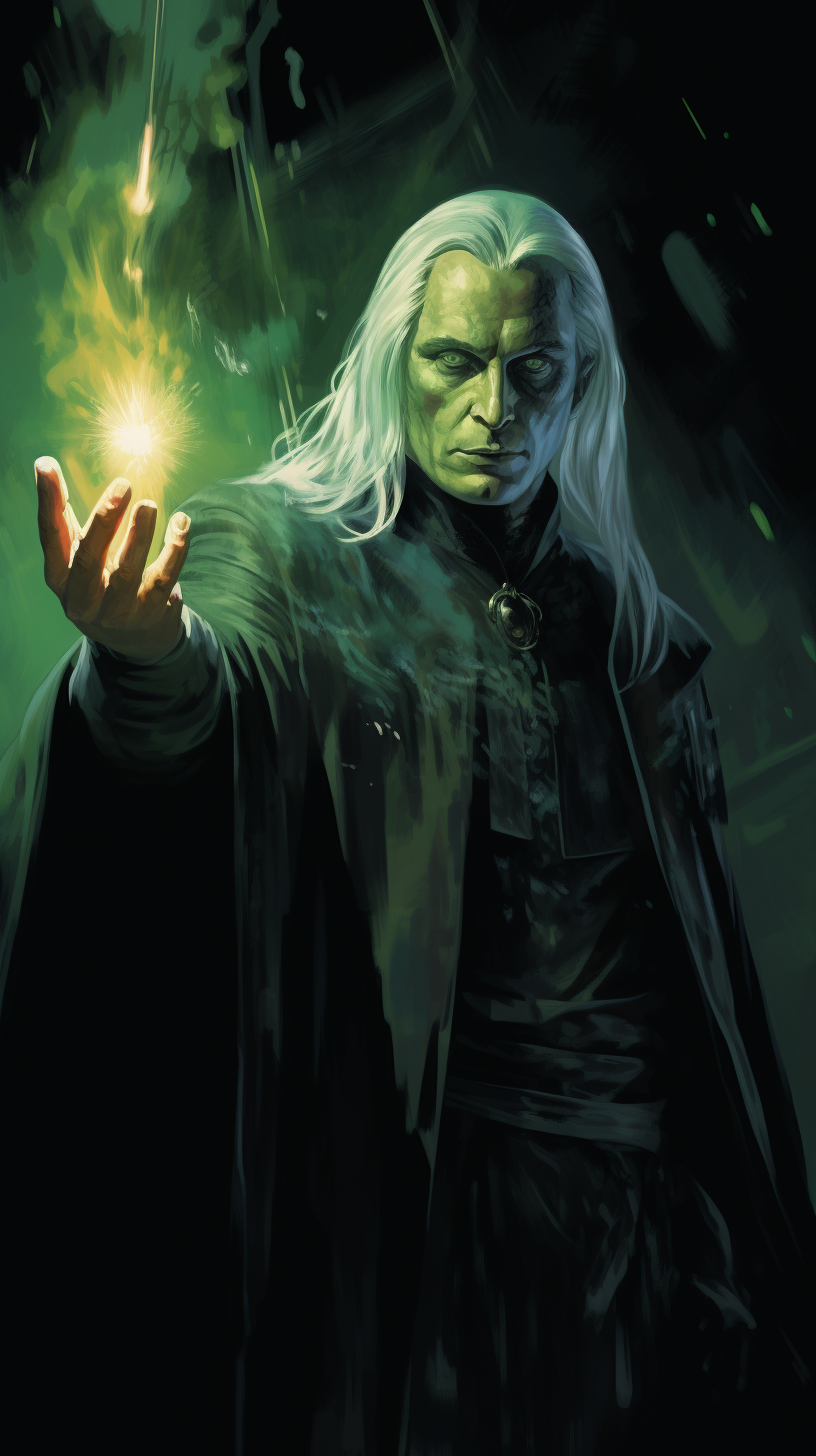 Lucius Malfoy conjuring a spell