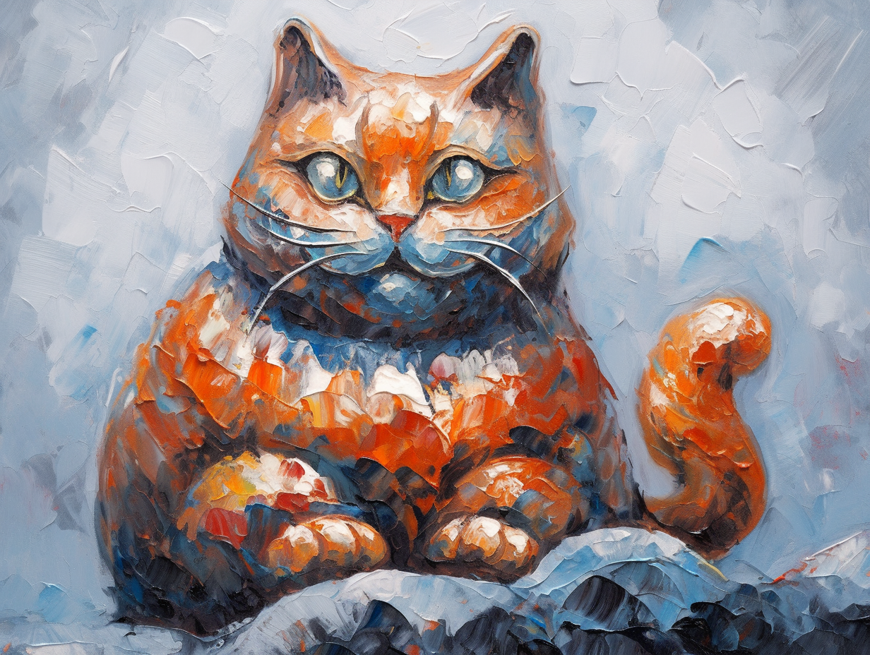 Chinese Lucky Cat with Vibrant Brushstrokes