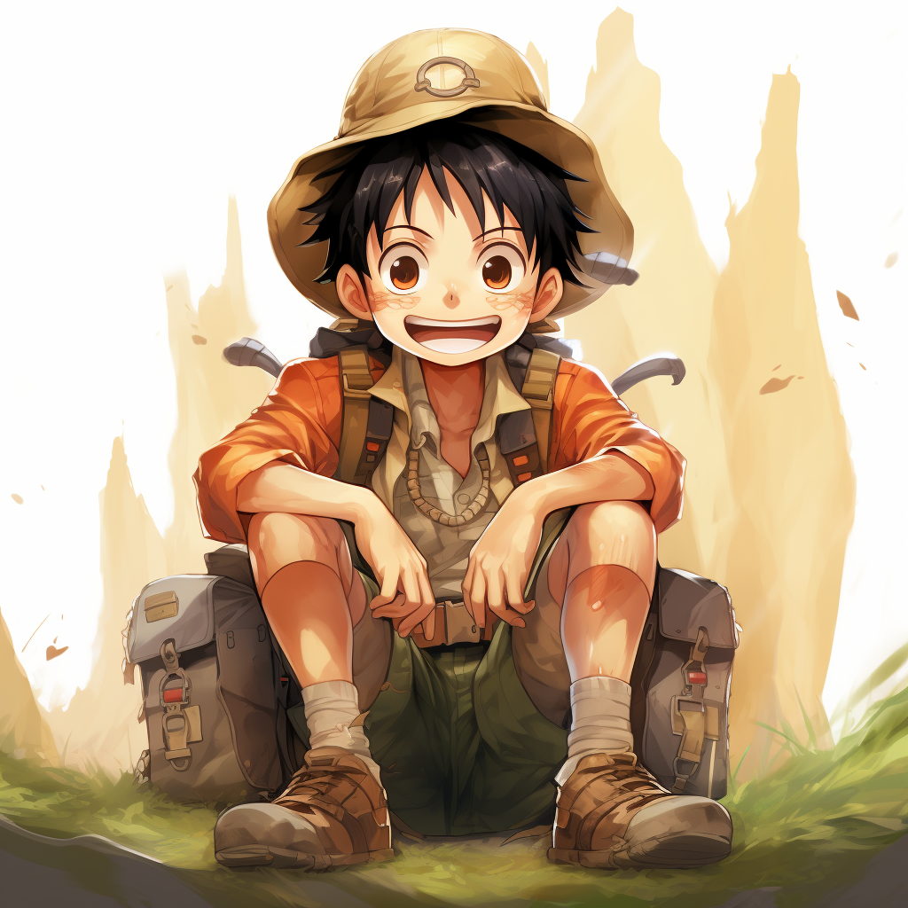 Luffy in IDF uniform with a smile