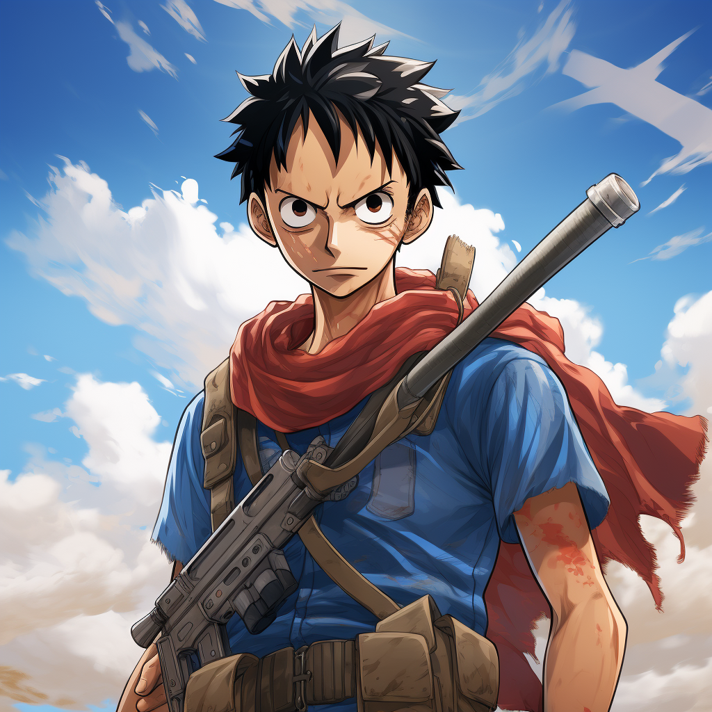 Luffy from One Piece holding an M16 in IDF uniform