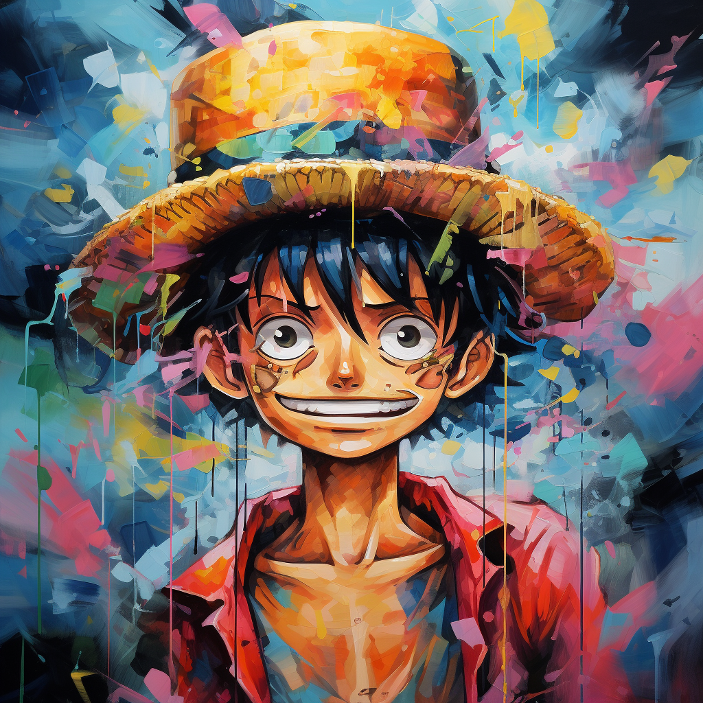 Expressionistic artwork of Luffy from One Piece