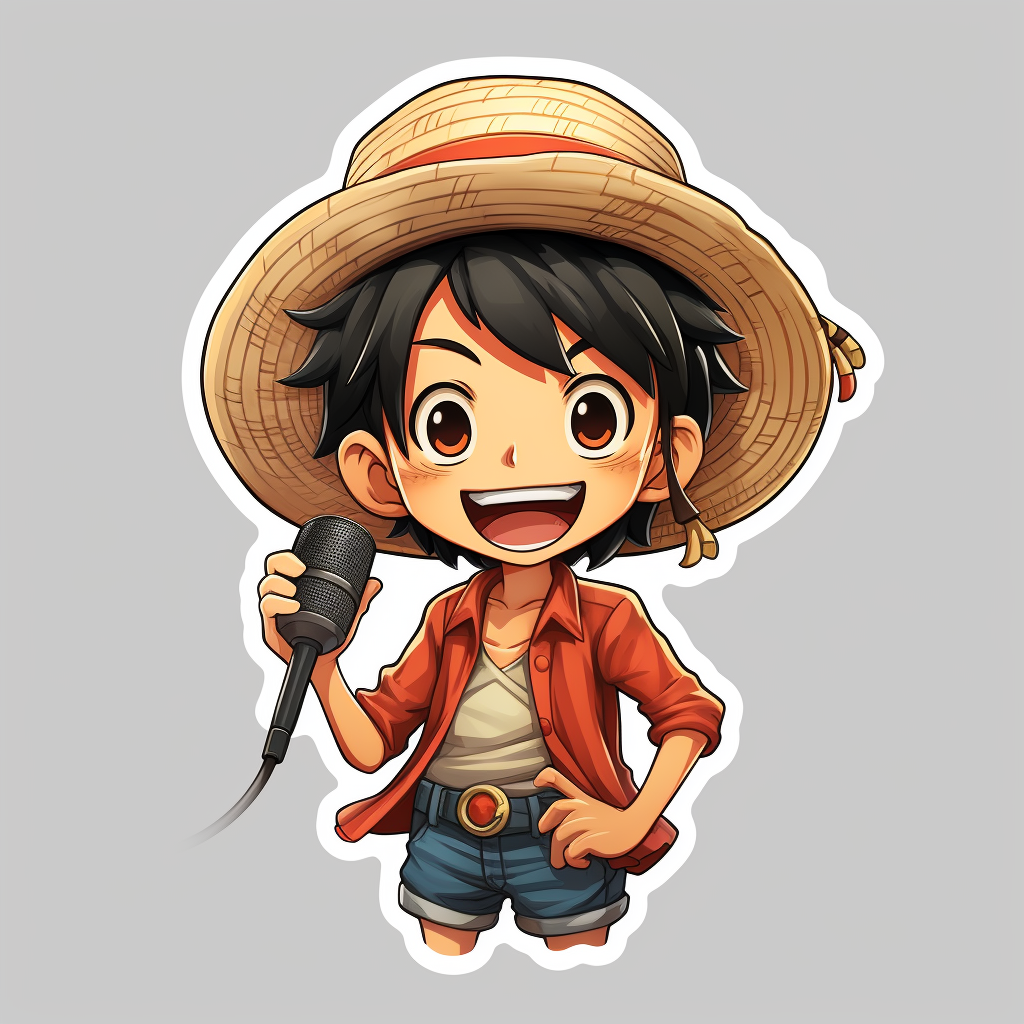 Luffy One Piece laughing with microphone