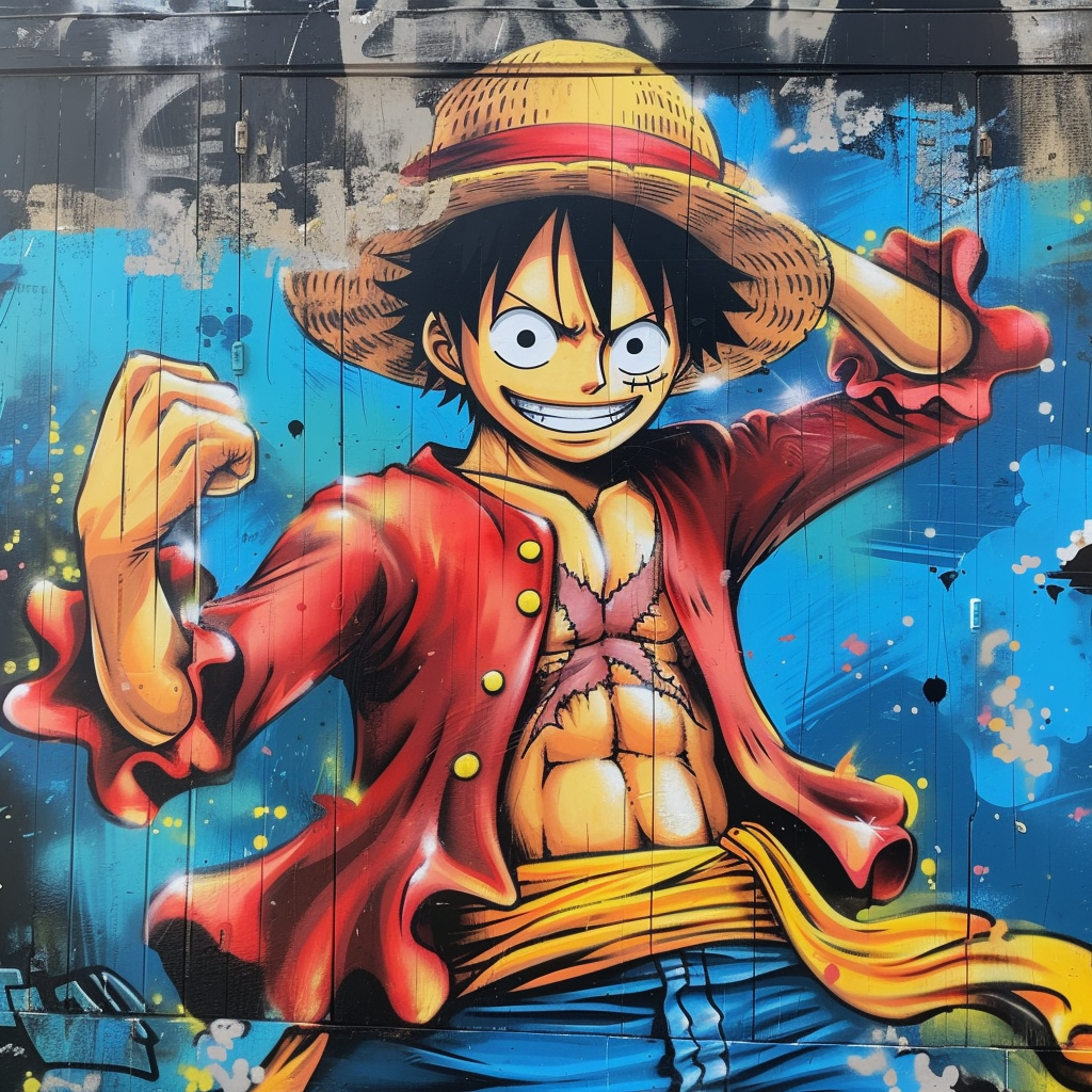 Luffy street art mural graffiti