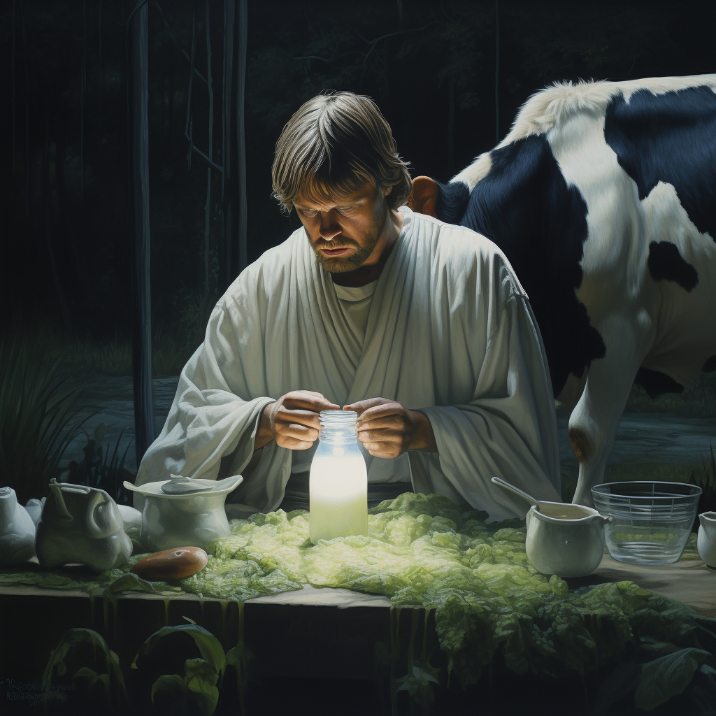 Luke Skywalker enjoying fresh cow milk