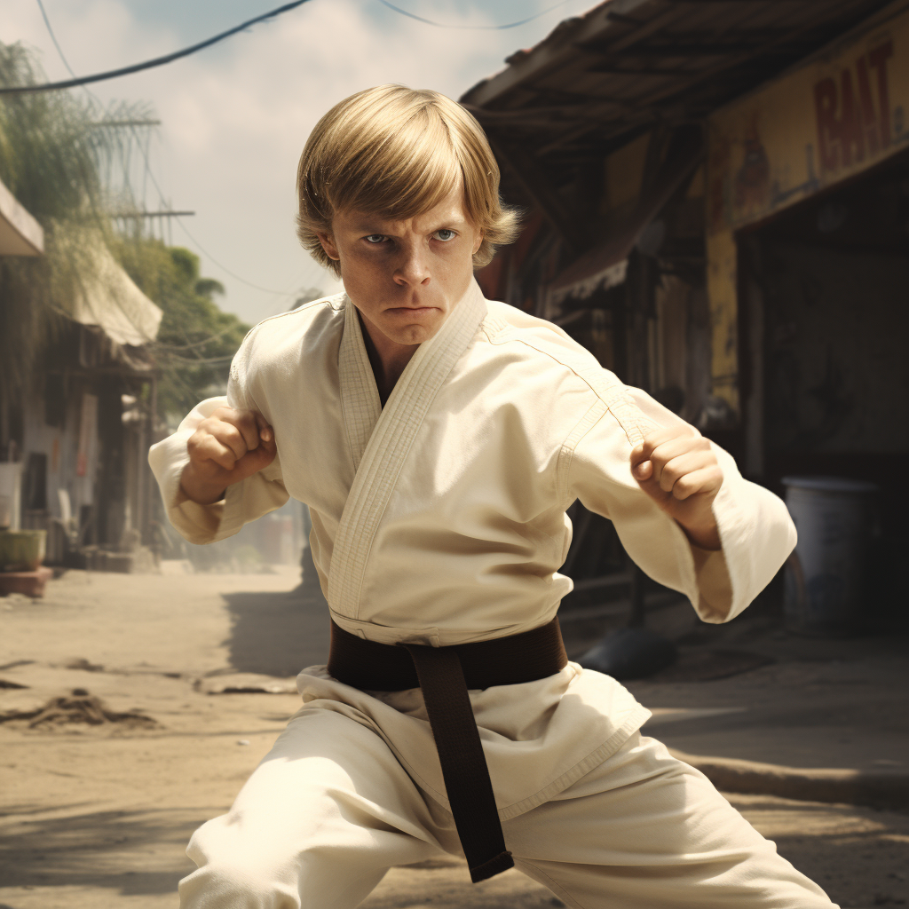 Luke Skywalker and The Karate Kid in action