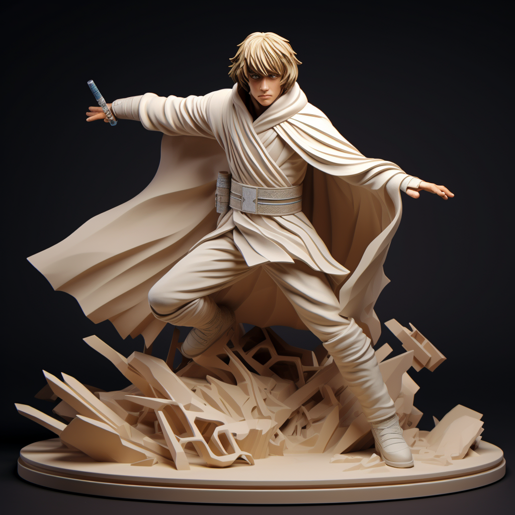 Luke Skywalker anime action pose statue