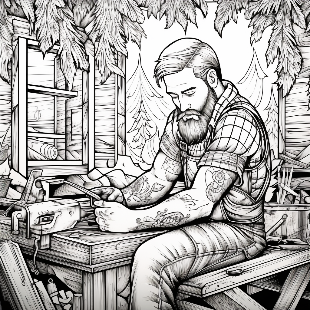 Bold Outlined Lumberjack Coloring Page