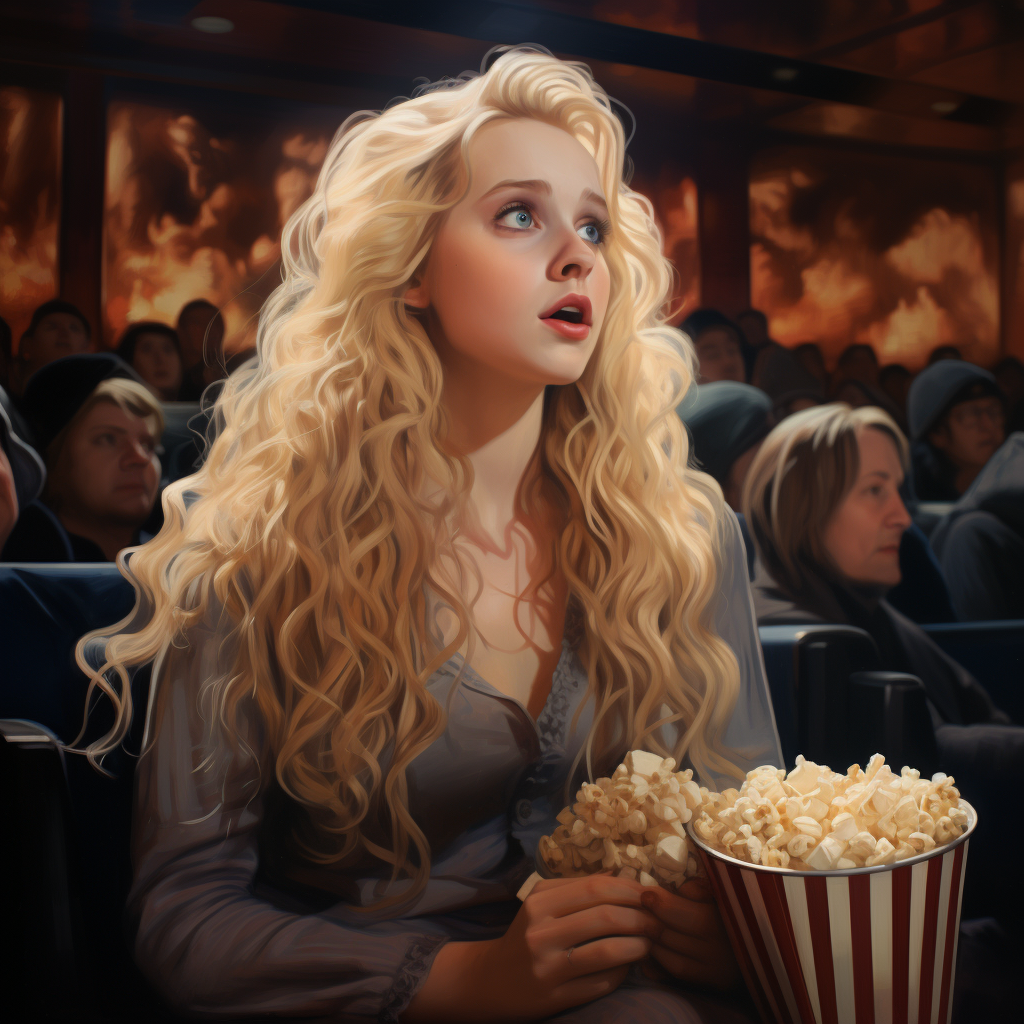 Luna Lovegood enjoying popcorn in theater