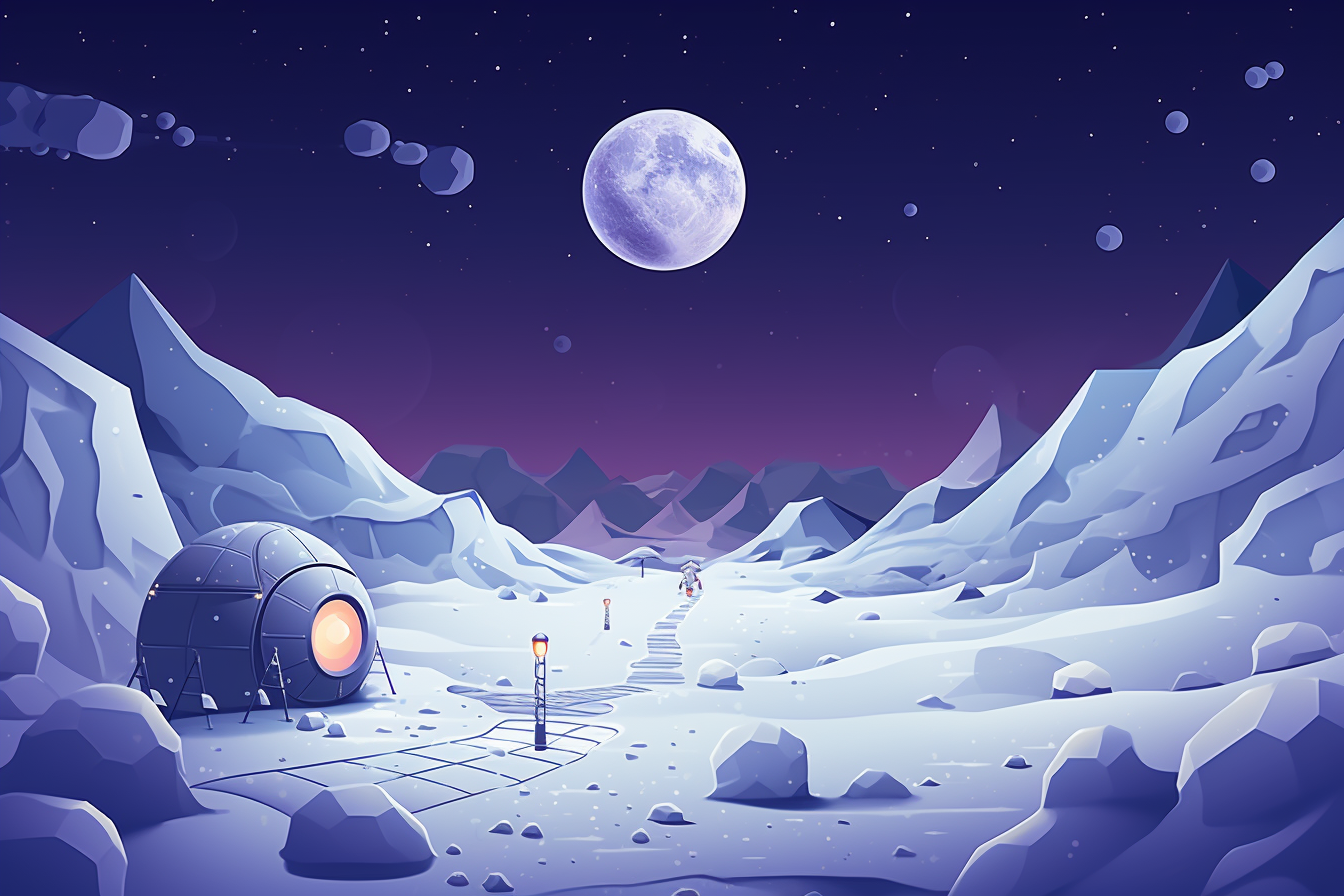 Lunar Base in Kurzgesagt Style