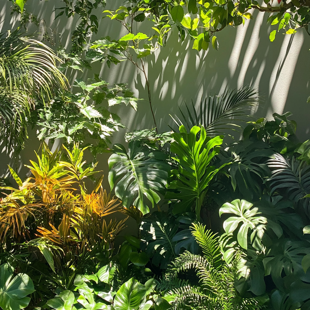 lush green plants garden sunlight