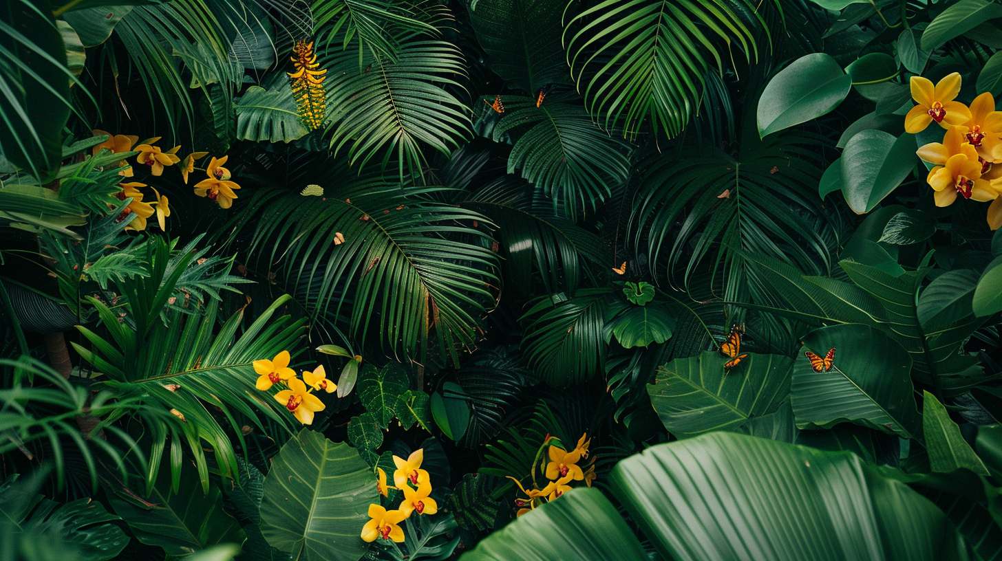 Greenery with Banana Leaves & Butterflies