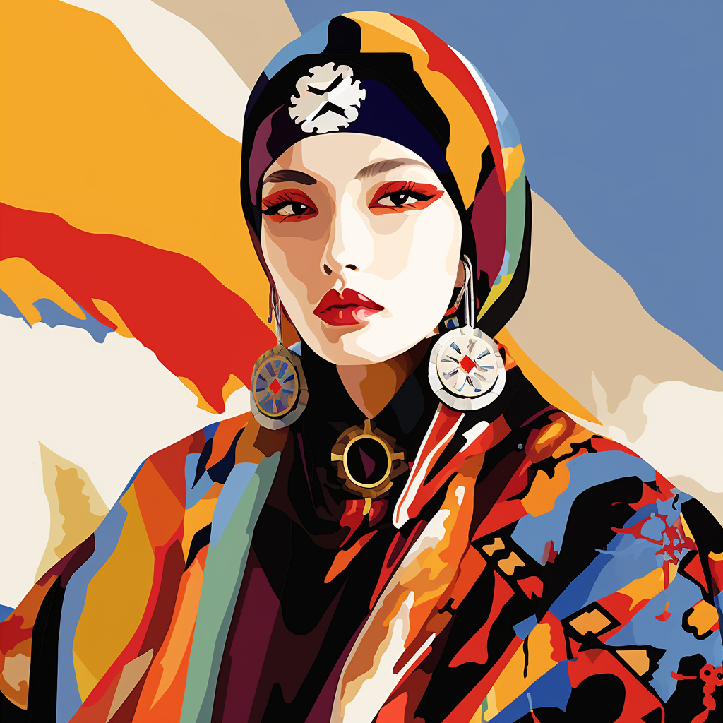 Stylish Uyghur clothing in pop art design