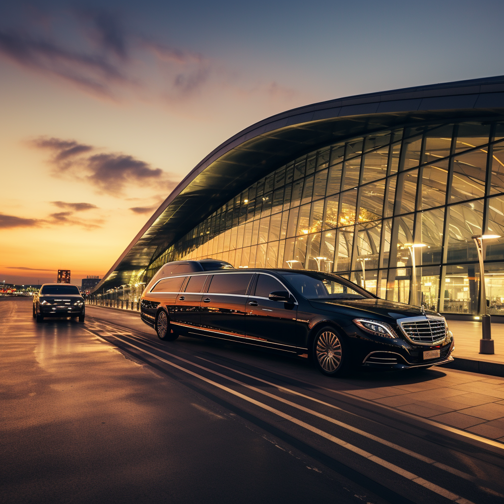 Luxurious black Maybach minivan at Istanbul airport