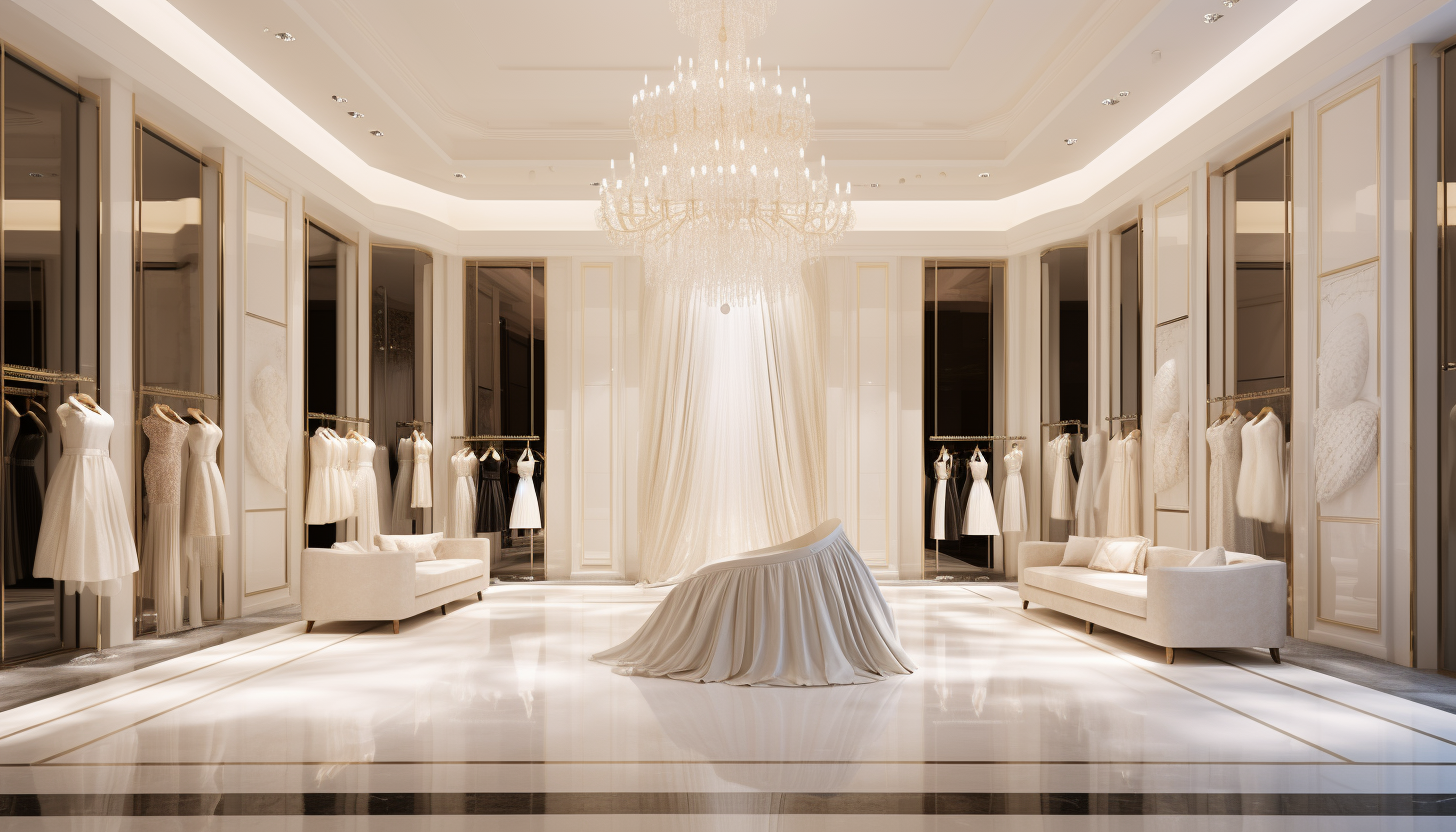 Luxurious clothing store interior showroom